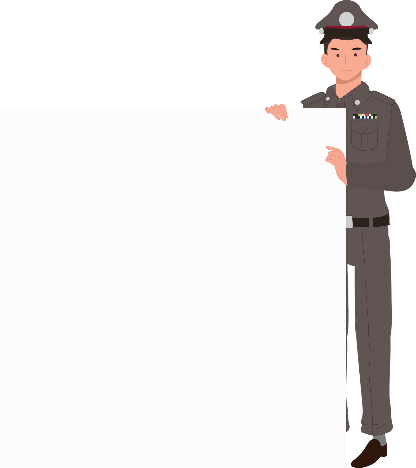 Thai Police Officer with Empty Banner ,Space for Text.